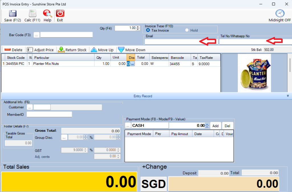 Send your point-of-sales receipt via WhatsApp or email